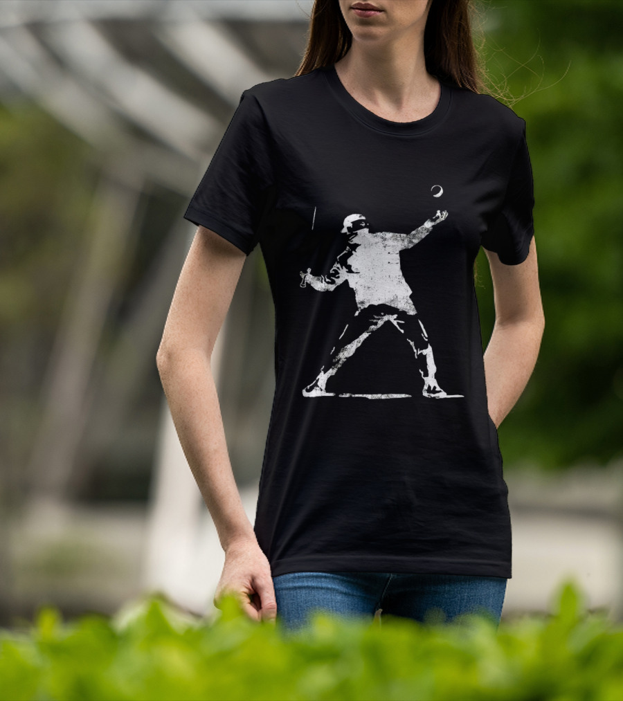 Banksy Flower Thrower Graffiti Street Art Baseball T-Shirt