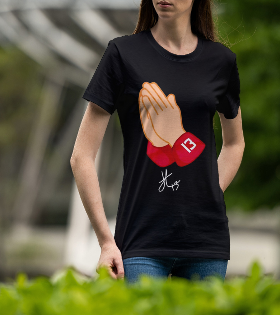 Jordan Travis Signature Praying Hands Number 13 Autograph T-Shirt