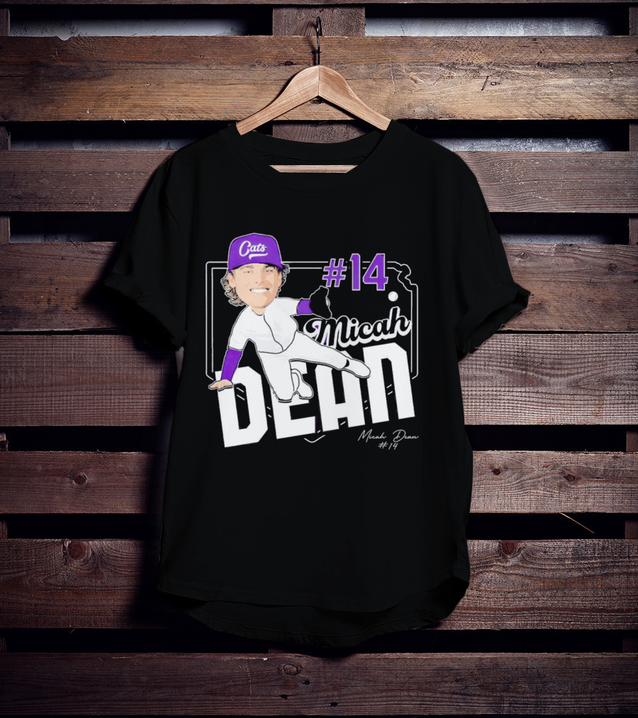 Micah Dean #14 Kansas State Wildcats Cats Infielder Signature T-Shirt