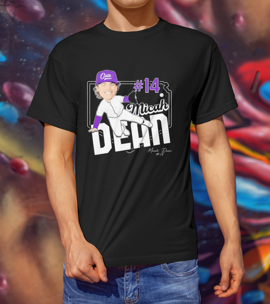 Micah Dean #14 Kansas State Wildcats Cats Infielder Signature T-Shirt