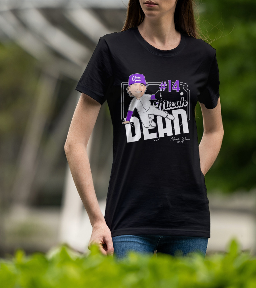 Micah Dean #14 Kansas State Wildcats Cats Infielder Signature T-Shirt
