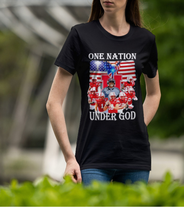 One Nation Under God Nebraska Cornhuskers USA Flag T-Shirt