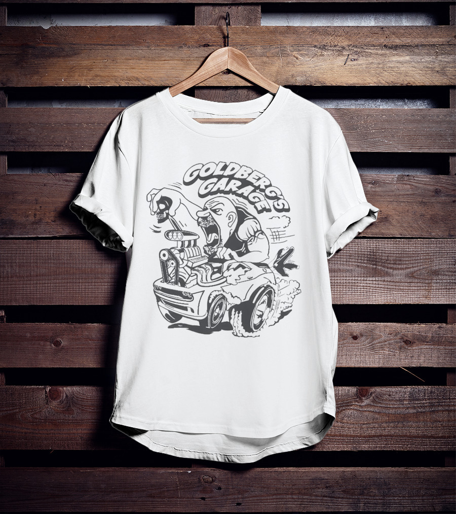 GOLDBERG'S GARAGE SPEED DEMON SKULL HOT ROD T-Shirt
