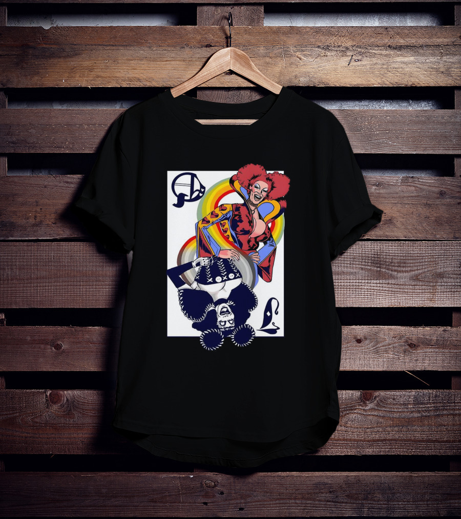 Jimbo Queen Of Hearts Playing Card Rainbow Drag T-Shirt
