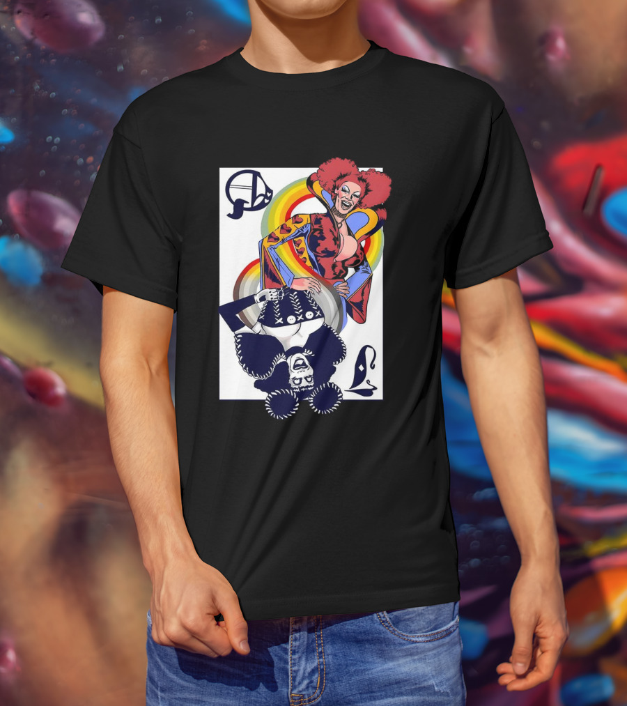 Jimbo Queen Of Hearts Playing Card Rainbow Drag T-Shirt