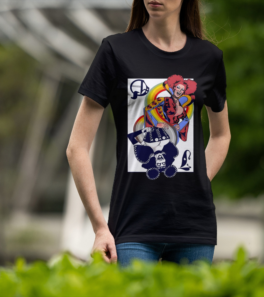 Jimbo Queen Of Hearts Playing Card Rainbow Drag T-Shirt