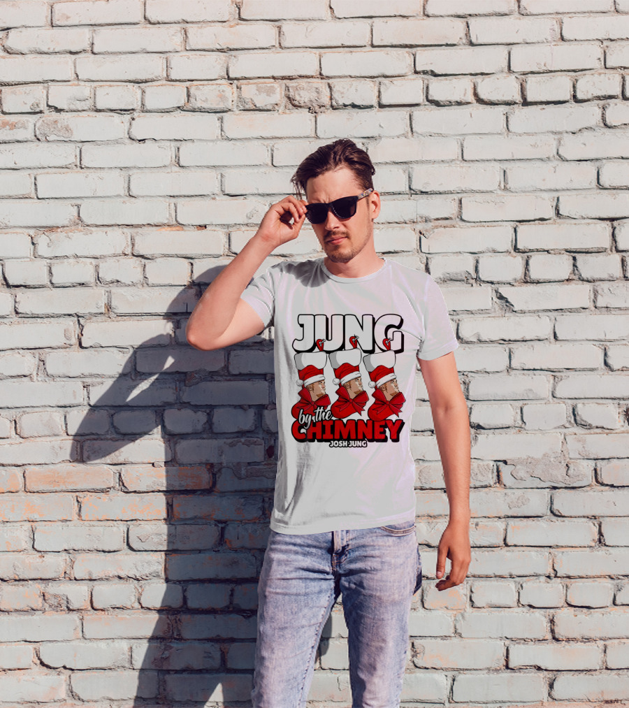 Jung By The Chimney Josh Jung Texas Rangers Santa Hat Bow T-Shirt
