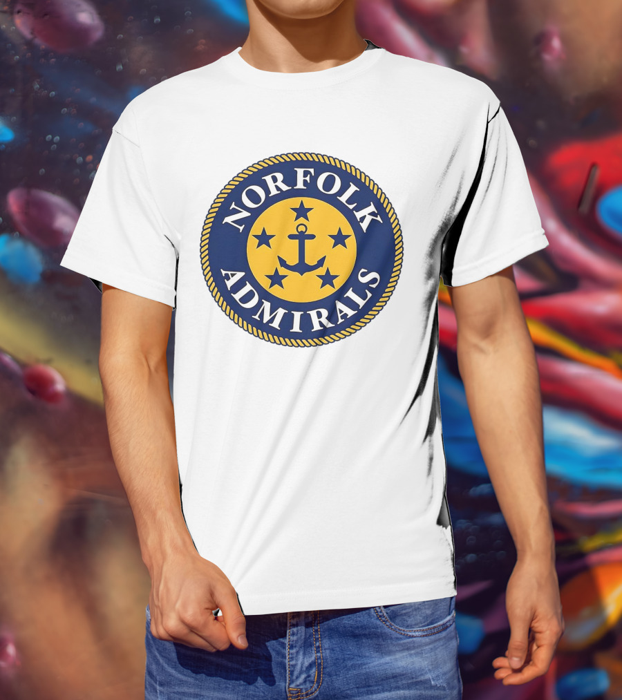 Norfolk Admirals Anchored Stars Emblem Navy Yellow T-Shirt