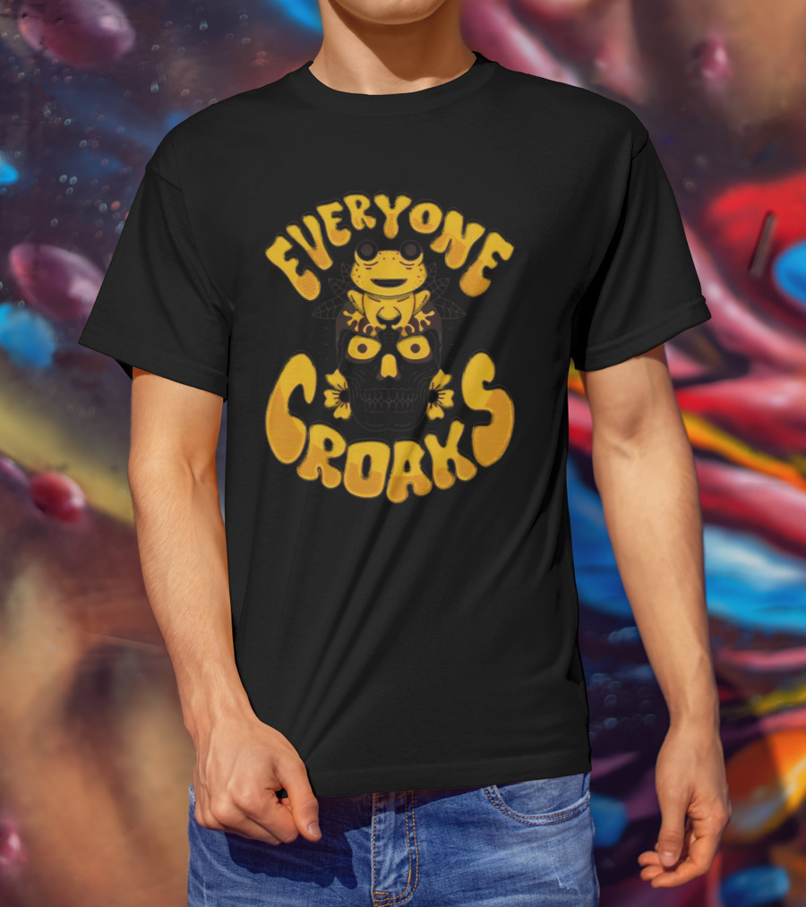 Everyone Croaks Frog On Skull T-Shirt