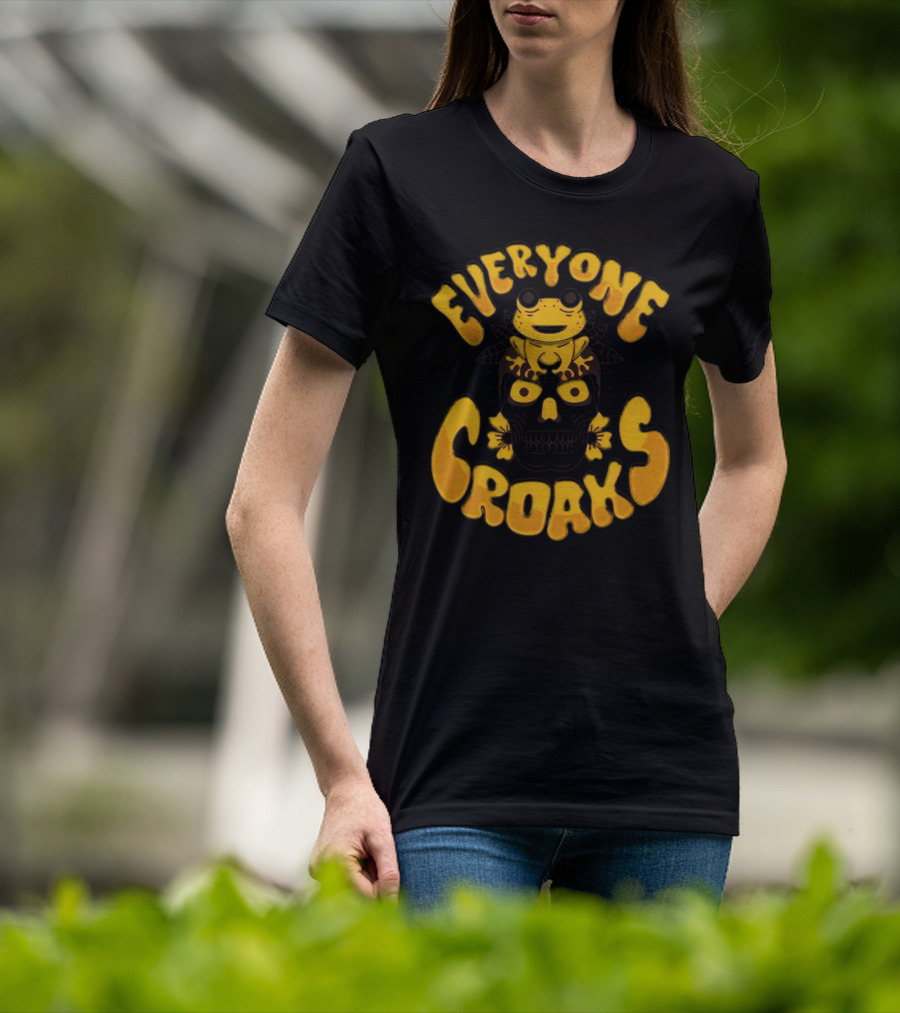 Everyone Croaks Frog On Skull T-Shirt