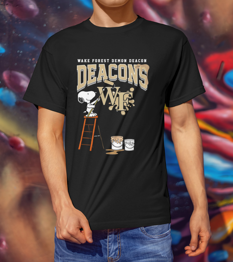 Wake Forest Demon Deacons Snoopy Painting Team Spirit T-Shirt