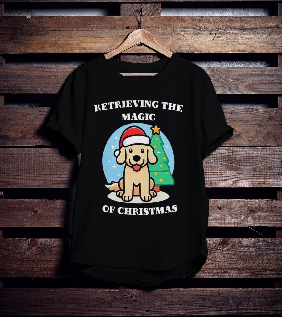 Retrieving The Magic Of Christmas With Santa Dog And Christmas Tree T-Shirt