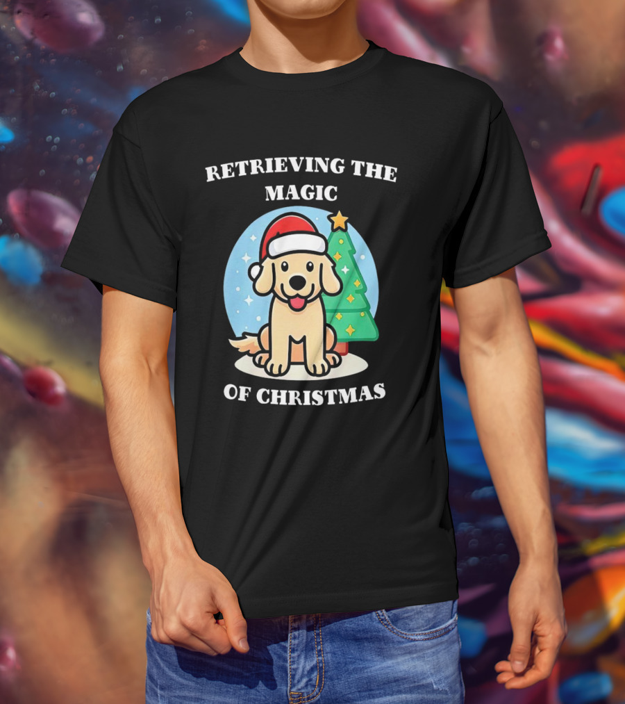 Retrieving The Magic Of Christmas With Santa Dog And Christmas Tree T-Shirt
