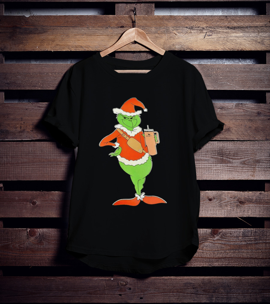 Grinch Santa Stanley Christmas Holiday Cheer Scene T-Shirt