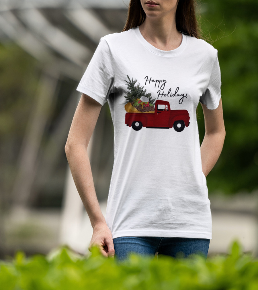 Happy Holidays Red Truck With Taco And Tree T-Shirt