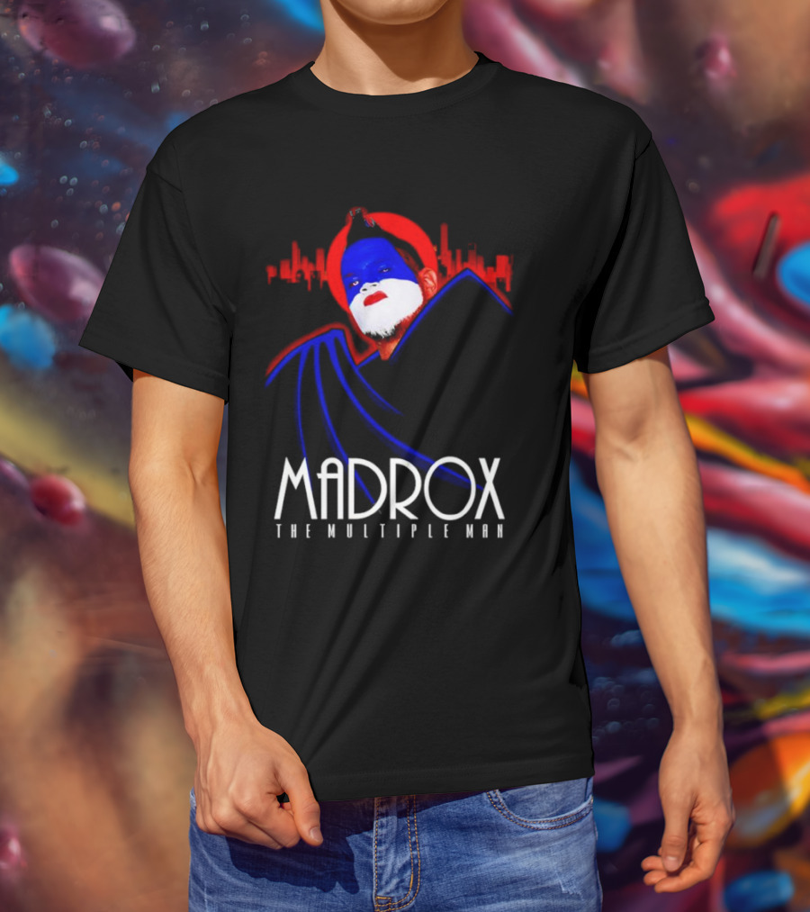 Madrox The Multiple Man City Skyline Red Blue Face Paint T-Shirt