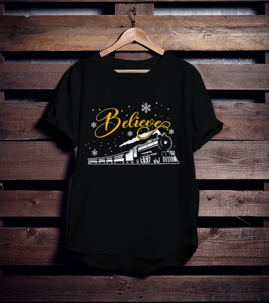 Believe Christmas Train Snowflake Magic T-Shirt