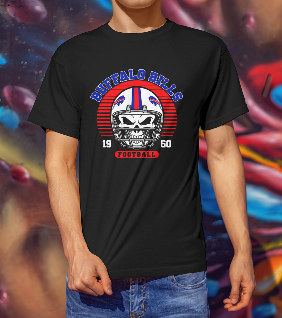 Buffalo Bills 1960 Skull Helmet Football T-Shirt