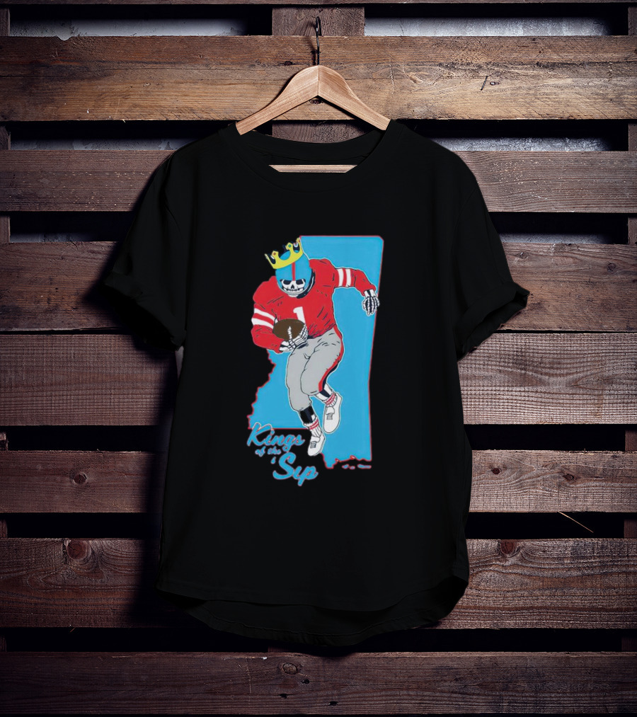 Kings Of The Sip Ole Miss Skeleton Football King T-Shirt