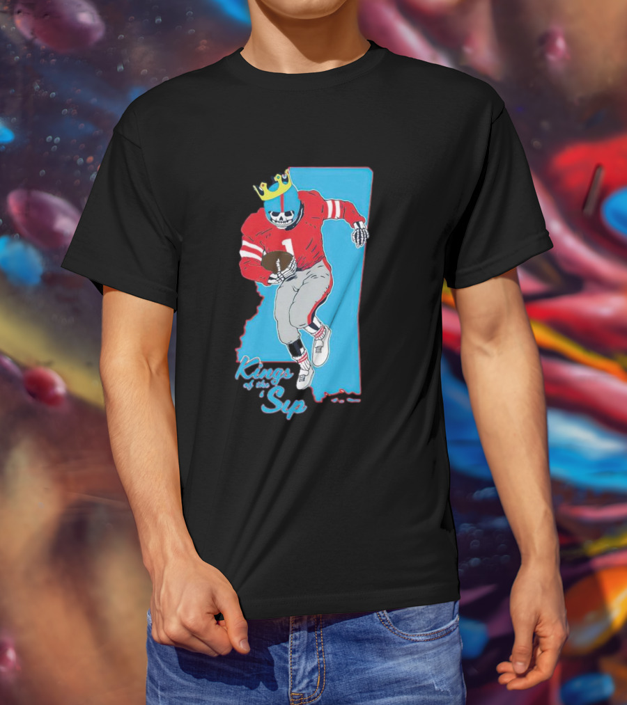 Kings Of The Sip Ole Miss Skeleton Football King T-Shirt
