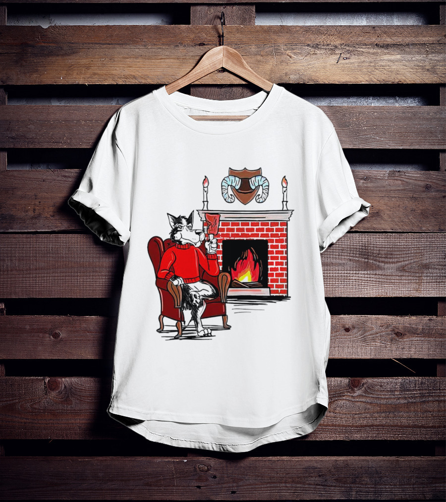 NC State Wolfpack Cozy Fireplace Christmas Scene Sweater Wolf T-Shirt