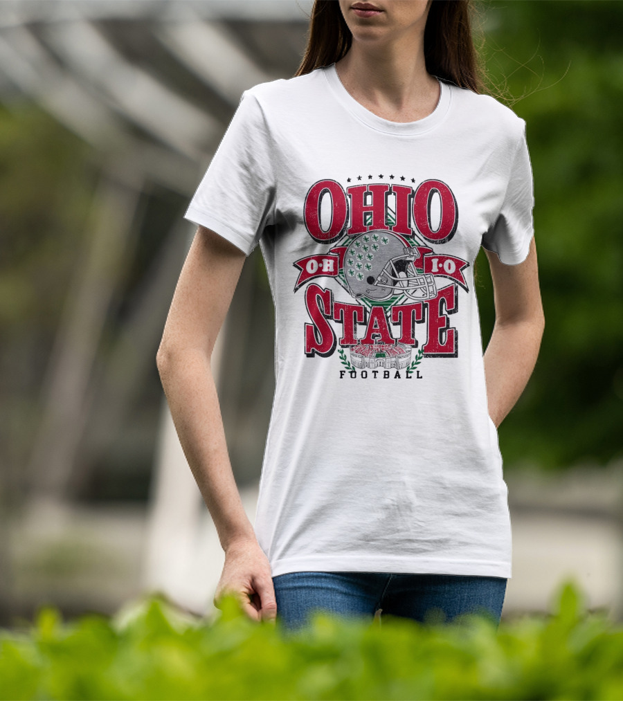 Ohio State Buckeyes Football Helmet Stadium Vintage T-Shirt