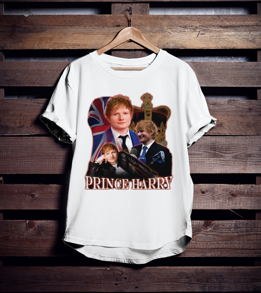 Prince Harry Ed Sheeran Union Jack Crown T-Shirt