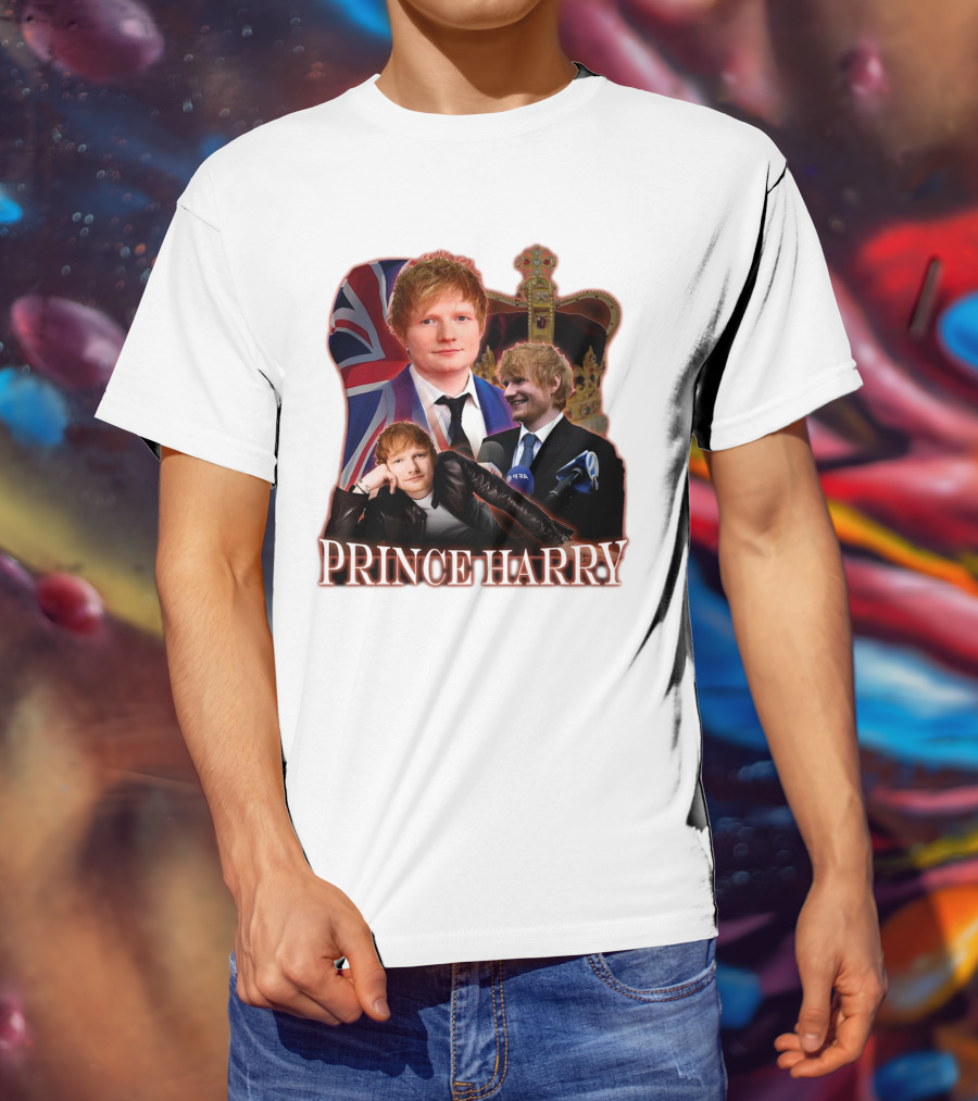 Prince Harry Ed Sheeran Union Jack Crown T-Shirt