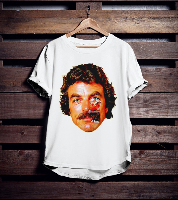 Tom Selleck Mustache Ride Head Portrait With Man T-Shirt