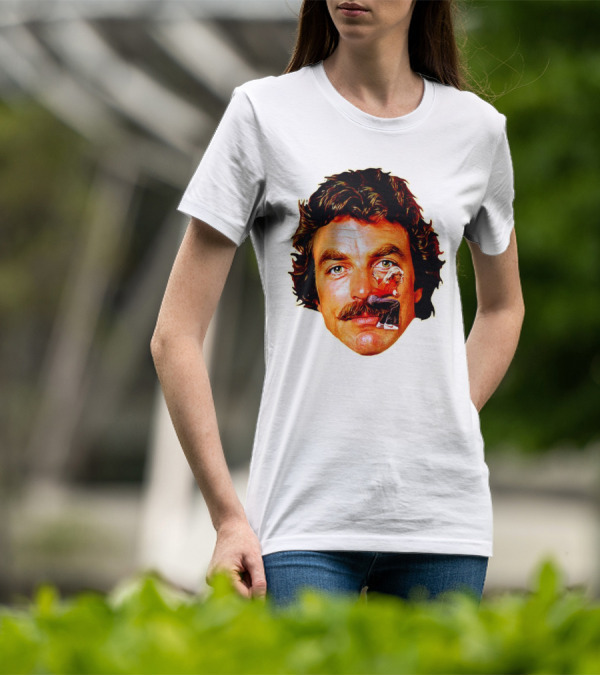 Tom Selleck Mustache Ride Head Portrait With Man T-Shirt