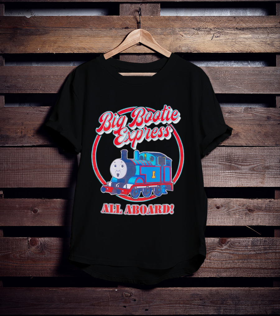 Big Bootie Express All Aboard Train Engine Character T-Shirt