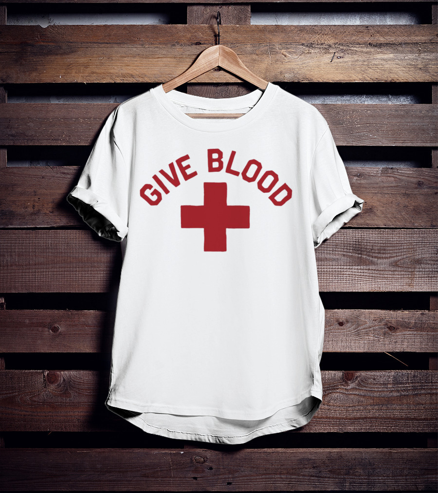Give Blood Red Cross Text Red T-Shirt