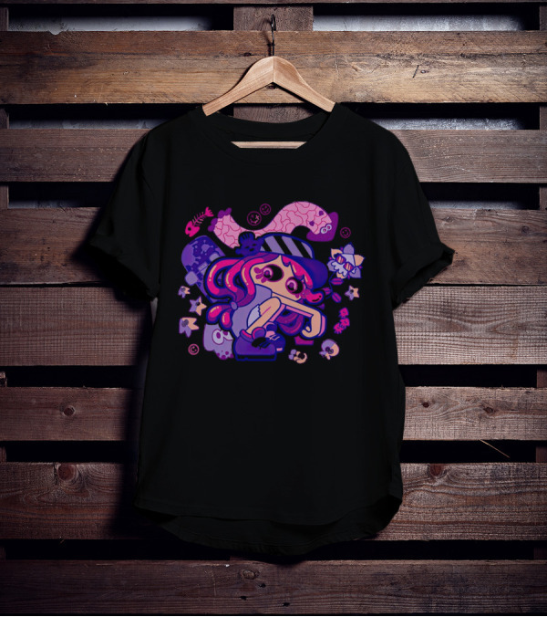 Hotlantis Harmony Splatoon Character Surrounded By Artistic Marine Elements T-Shirt