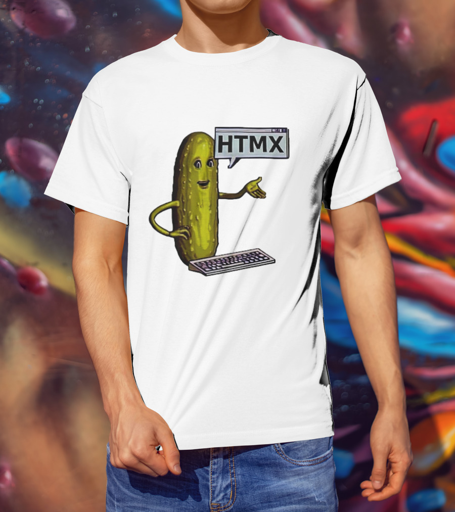 HTMX Keyboard Pickle T-Shirt