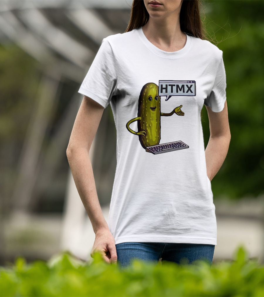 HTMX Keyboard Pickle T-Shirt