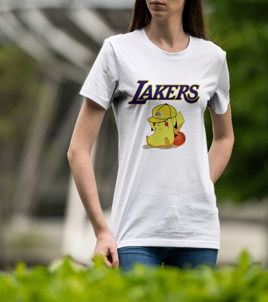 Lakers Pikachu Basketball Hat T-Shirt