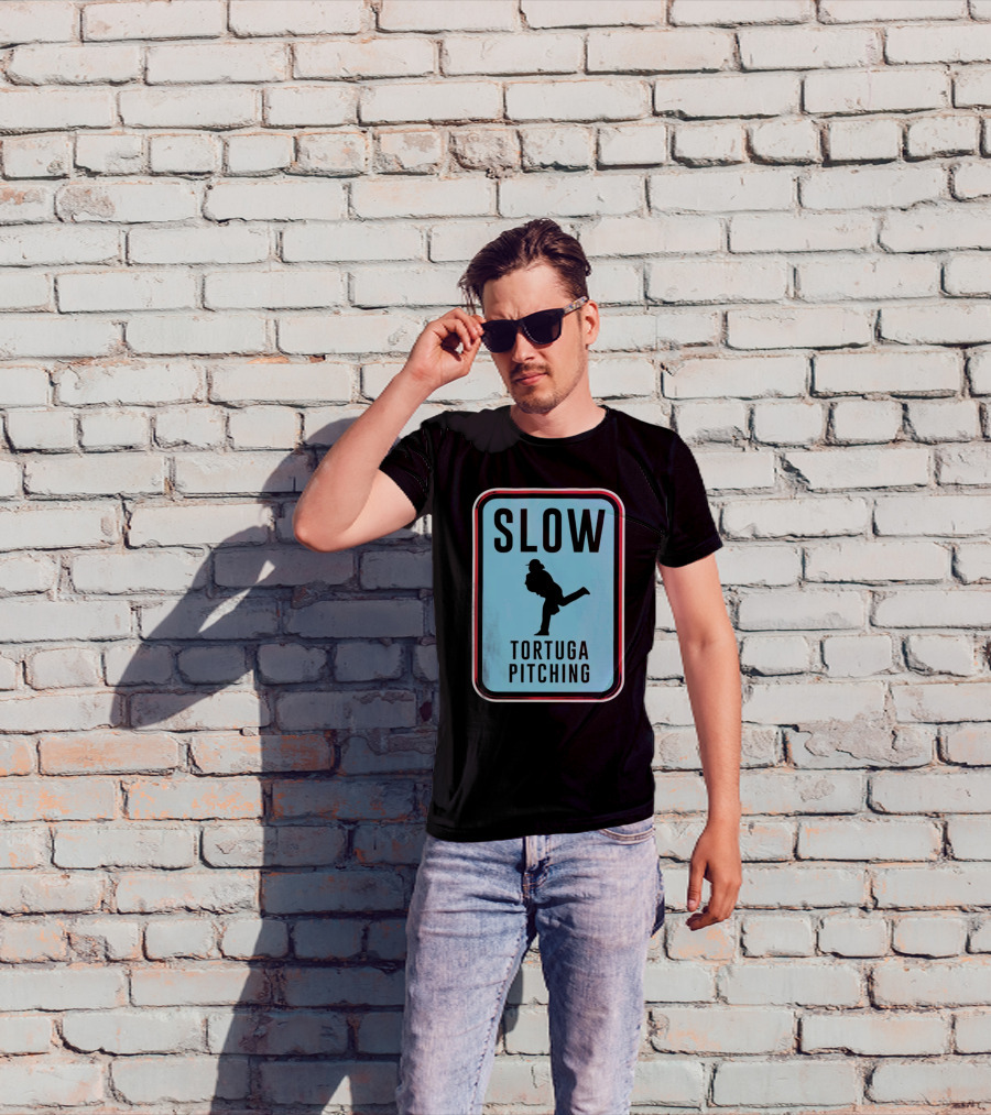SLOW Tortuga Pitching Sign Baseball T-Shirt