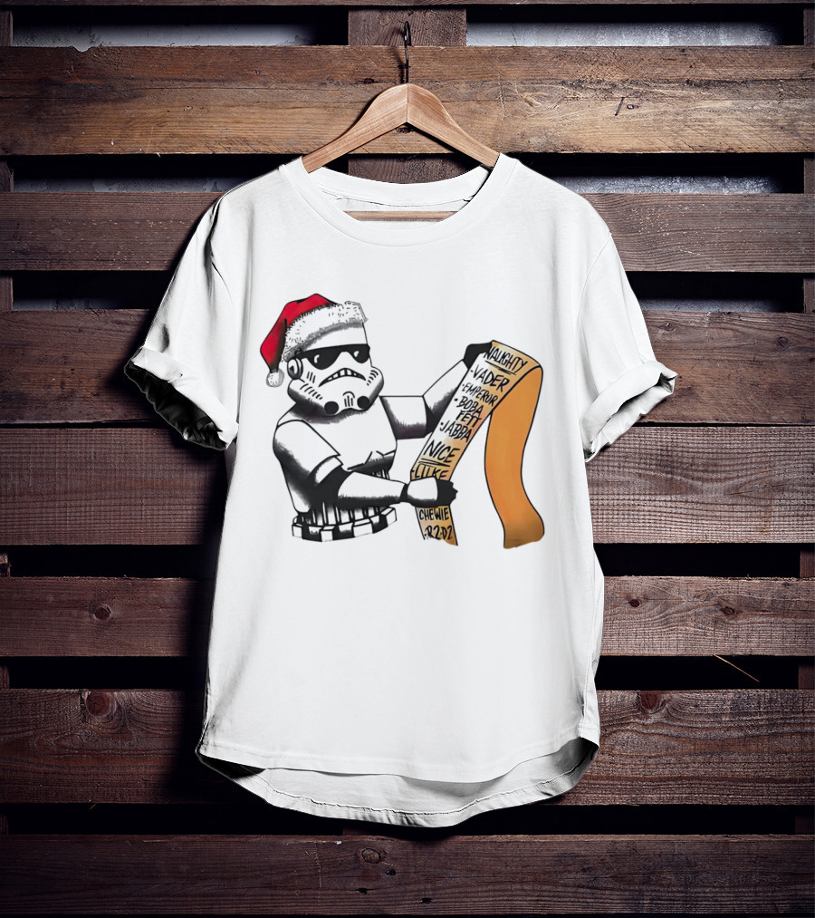 Stormtrooper Santa Naughty Nice List Vader Chewie Holiday Fun T-Shirt