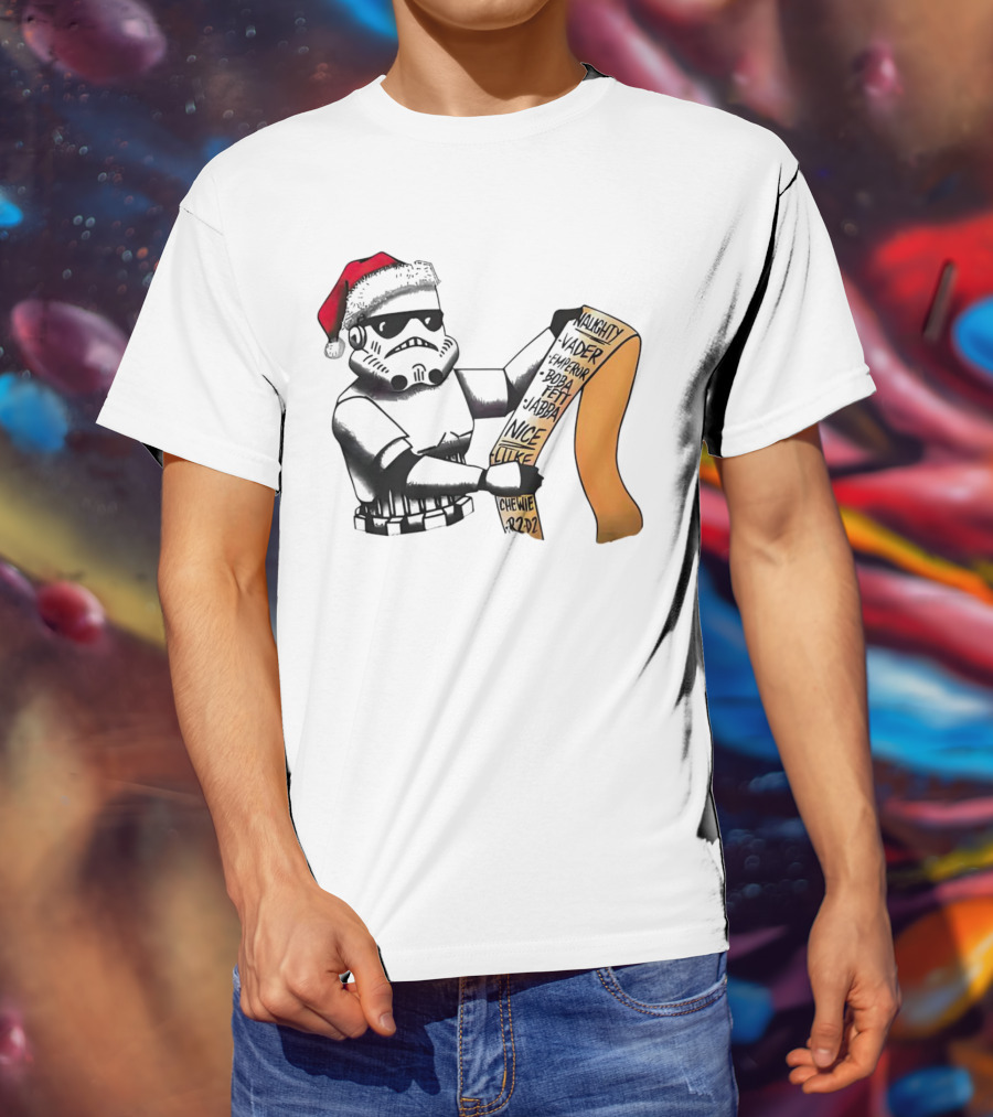 Stormtrooper Santa Naughty Nice List Vader Chewie Holiday Fun T-Shirt