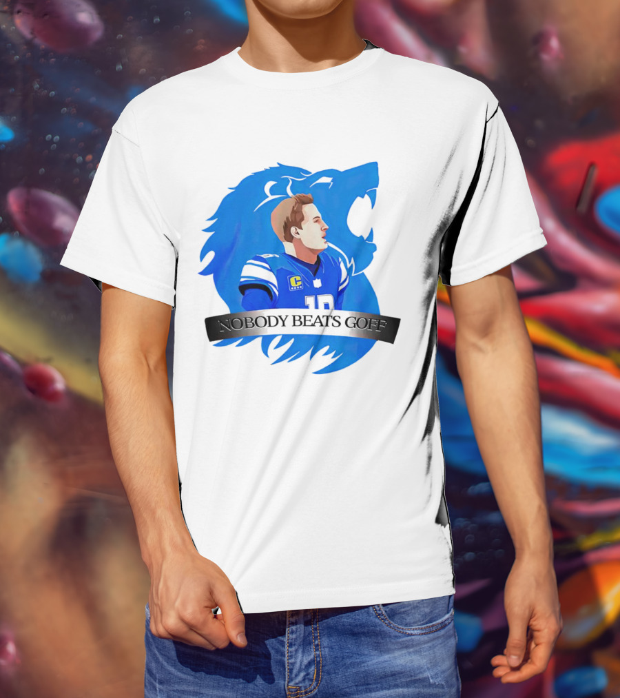That’s Good Sports Nobody Beats Goff Blue Lion Football Player T-Shirt