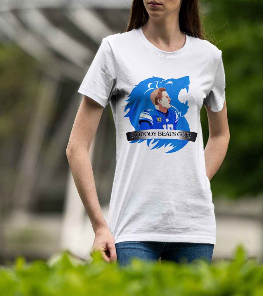That’s Good Sports Nobody Beats Goff Blue Lion Football Player T-Shirt