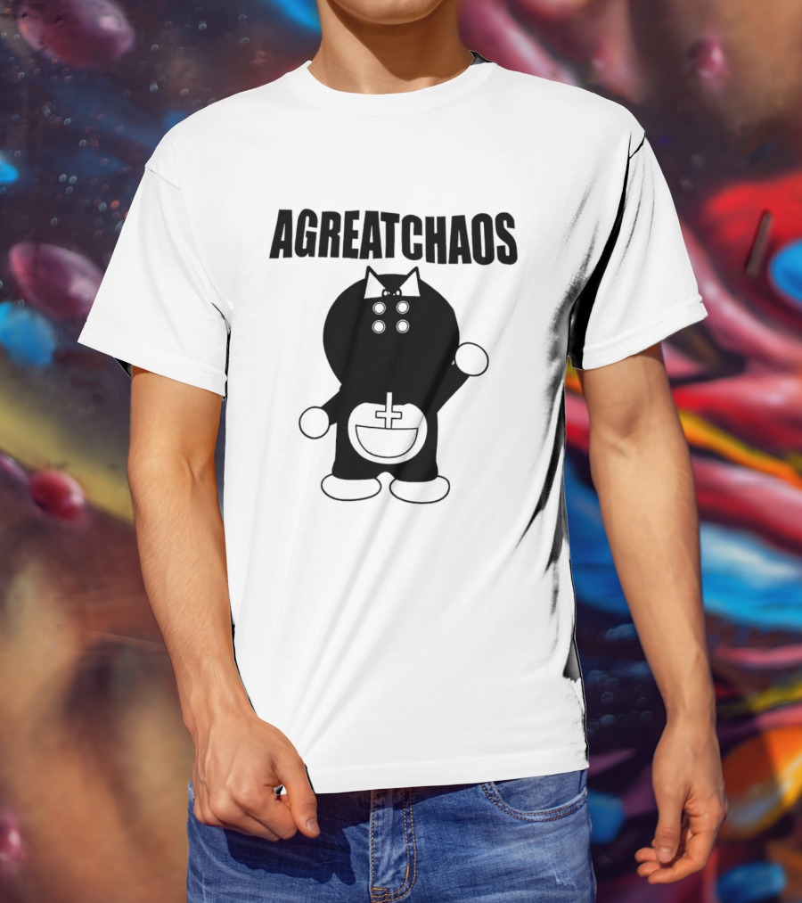 AGREATCHAOS Doraemon Silhouette With Cross T-Shirt