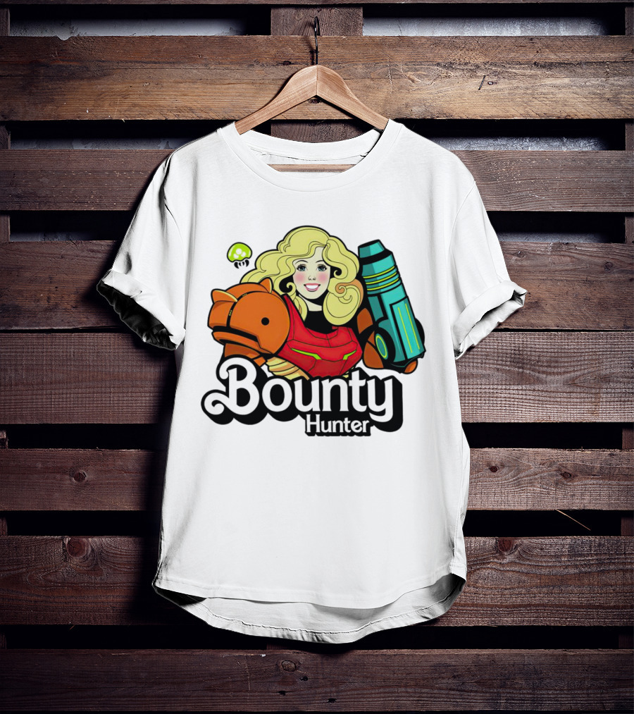 Bounty Hunter Retro Blonde Character With Sci-Fi Armor T-Shirt
