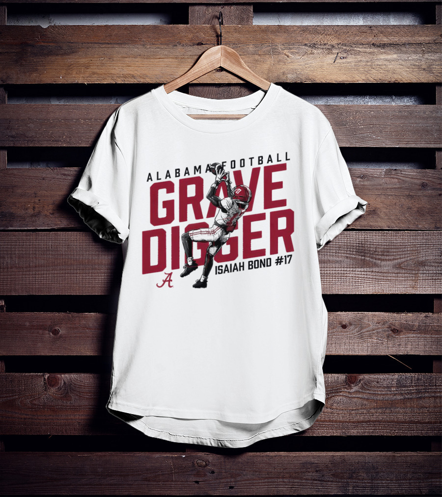 Alabama Football Isaiah Bond #17 Grave Digger Crimson Tide T-Shirt