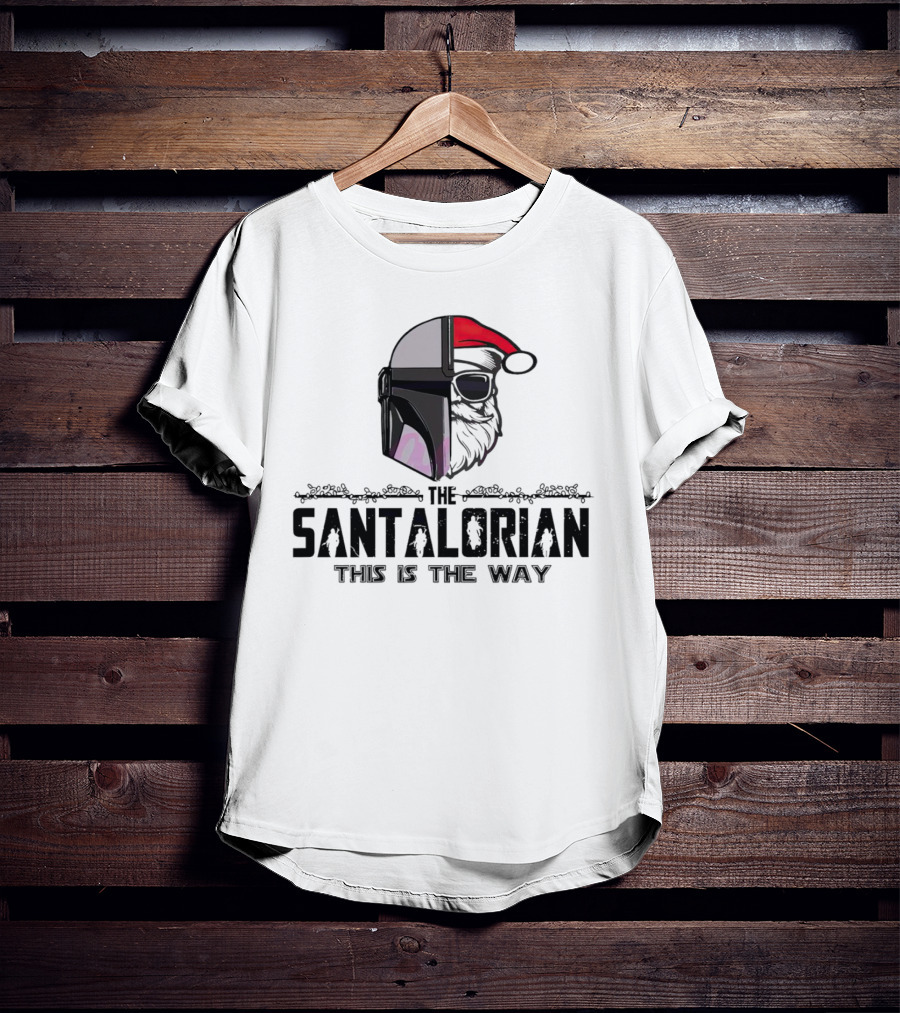 The Santalorian This Is The Way Santa Claus Christmas Helmet Santa Hat T-Shirt