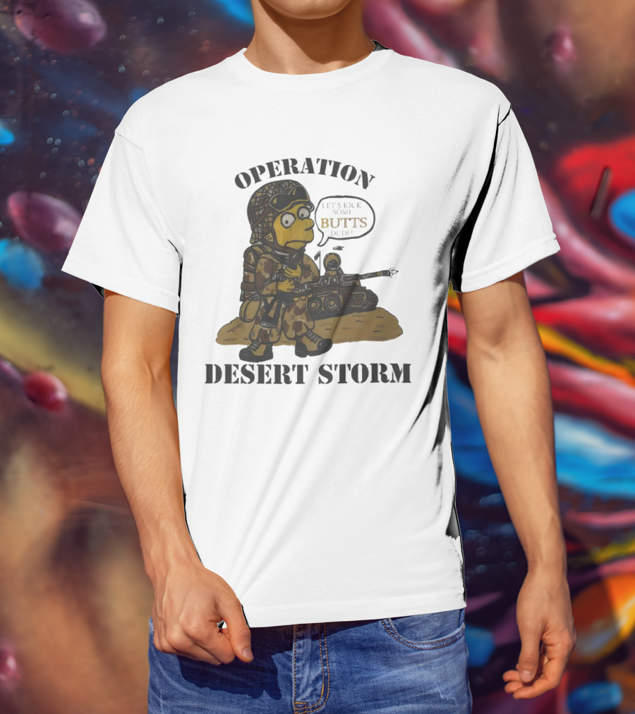 Operation Desert Storm Bart Simpson Let's Kick Butts T-Shirt