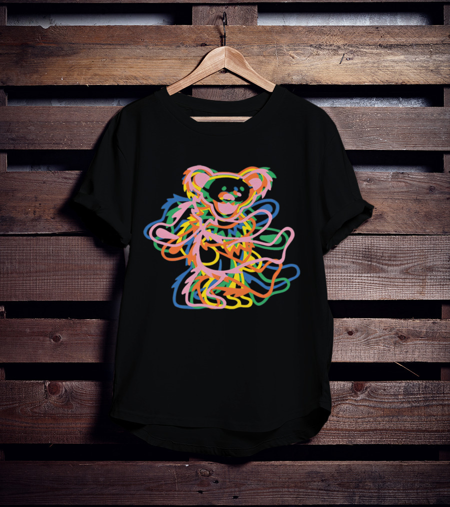 Grateful Dead Colorful Dancing Bear Icon Multicolor Overlay T-Shirt