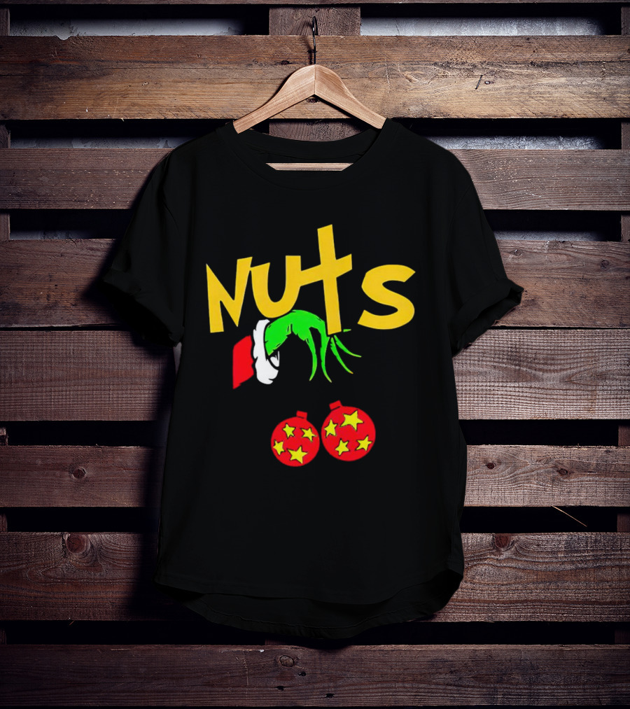 Grinch Nuts Bauble Christmas Santa Hat Holiday Humor T-Shirt