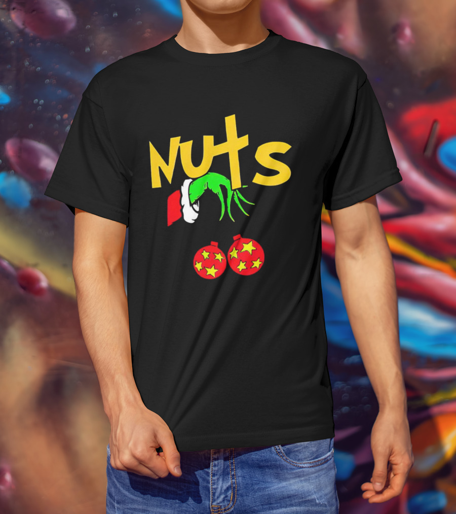Grinch Nuts Bauble Christmas Santa Hat Holiday Humor T-Shirt