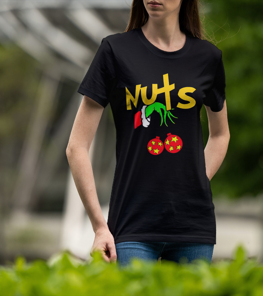 Grinch Nuts Bauble Christmas Santa Hat Holiday Humor T-Shirt